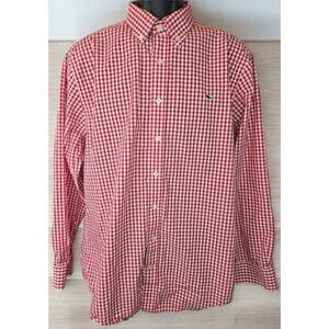 Vineyard Vines Mens Slim Fit Whale Red Check Shirt Large Cotton